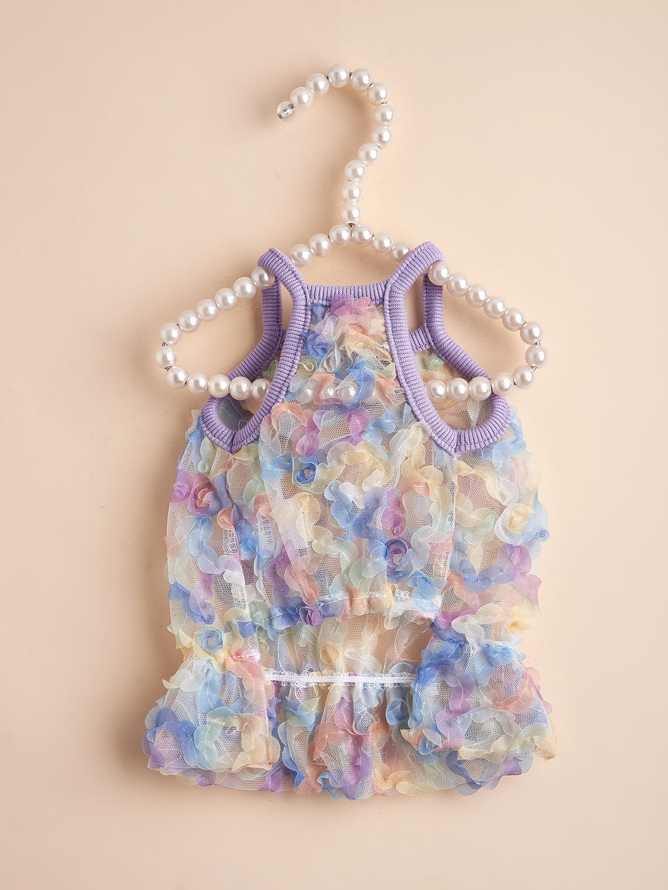 

Pet Clothes Dog Dress, Colorful Mesh Floral Skirt, Sling Design, for Small Dogs/Cats, Girl Dog Apparel, Cute Summer Outfit XS（old）