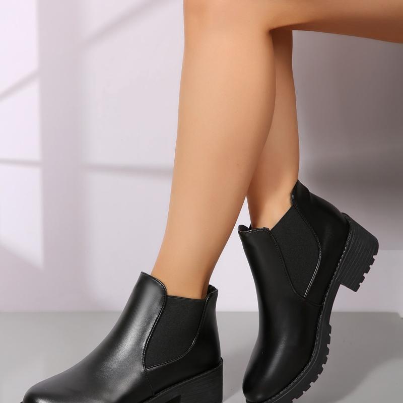 Summer New Women'S Fashion Short Boots High Heels Round Head Fashion Boots Casual Versatile Women'S Shoes