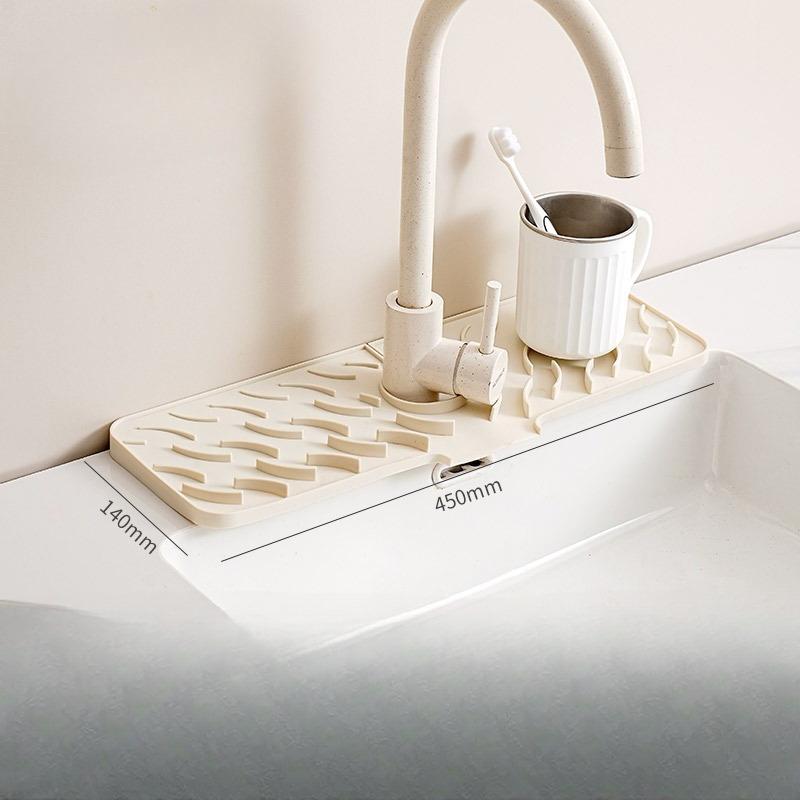 Wavy Patterned Faucet Drain Pad, Kitchen Silicone Splash Guard Pad, Household Anti-slip Thickened Drain Pad
