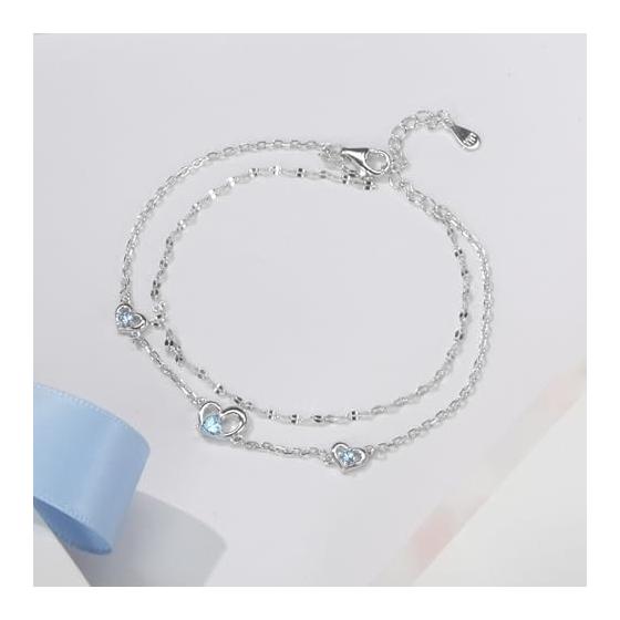 Moonstone Bracelet for Women Popular June Birthstone [Three Hearts] 925 Silver Metal Hypoallergenic Bracelet Heart 2 Chain Chain for Everyday Use
