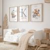 Custom Kids Name Canvas Paintings Cute Teddy Bear and Rabbit Nursery Wall Art Posters Prints Mural Pictures Baby and Kids Room