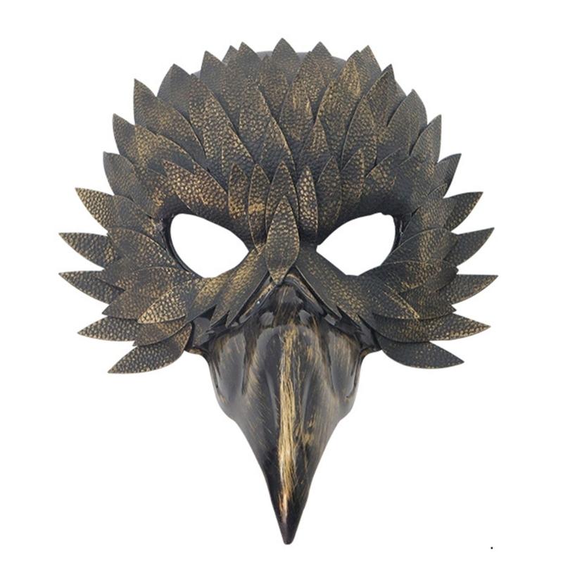 

Plastic Feather Style Decorated Half Face Cover Party Accessory Csotume Face Mask For Adults Halloween Cosplay золотий