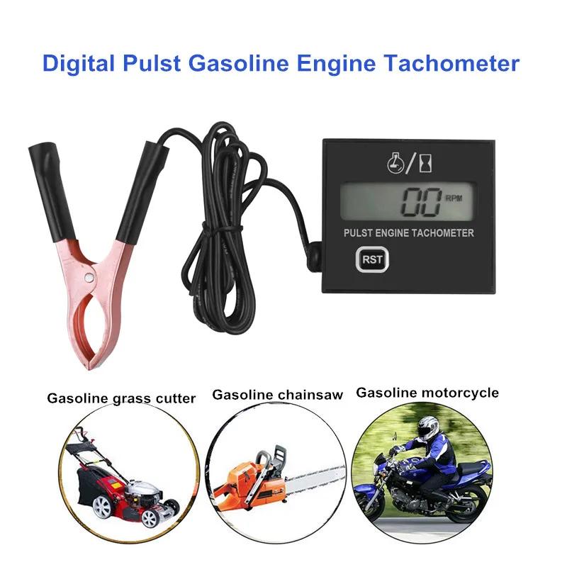 Digital Engine Tach Hour Meter Tachometer Gauge Inductive Waterproof For Chain Saw Mower 2/4 Stroke Gasoline Motorcycle Marine