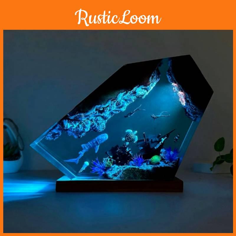 Ozean-Thema Harzlampe Wal Schildkröte Nachtlicht für Schreibtisch Schlafzimmer Feiertagsgeschenk