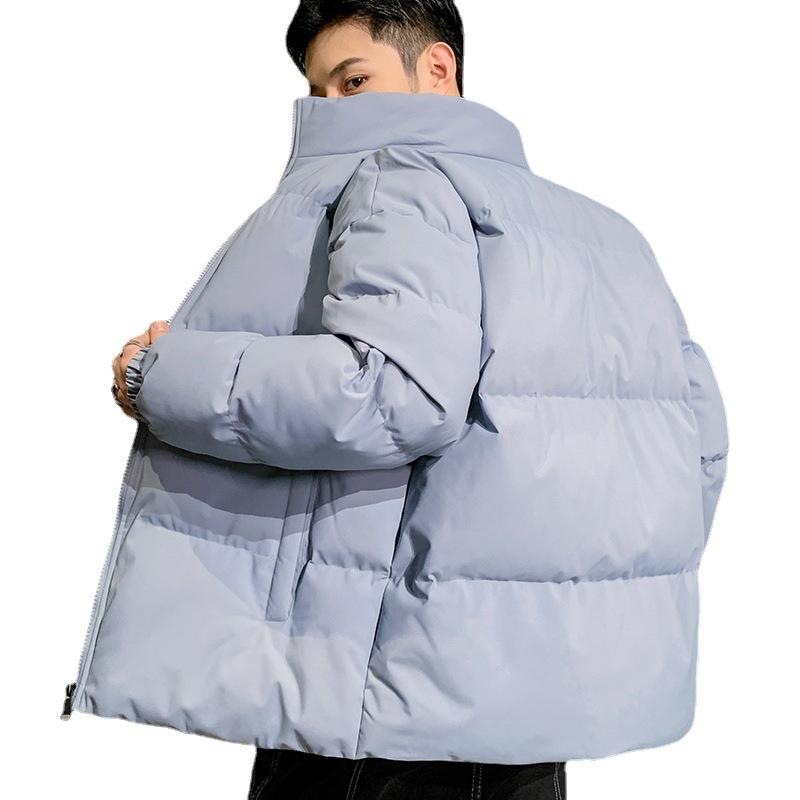 Winter New Stand-up Collar Simple Sports Thickened Warm Cotton Clothes Solid Color Couple Loose Trend Cotton Coat