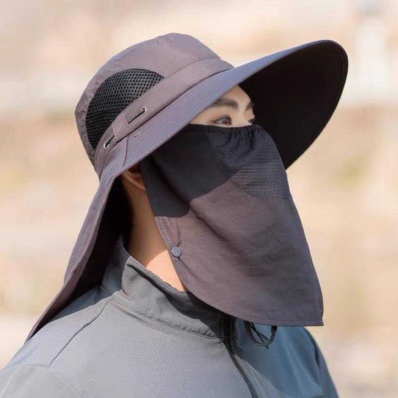 Bucket Hat Men'S Summer Uv Protection Outdoor Travel Visor Hat Fishing Face Visor Sun Hat Big Brim Sun Hat