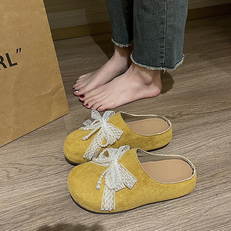 Xiaoxiangfeng half slippers women's summer wear versatile girl's heart sandals bow cute with skirt bag head slippers