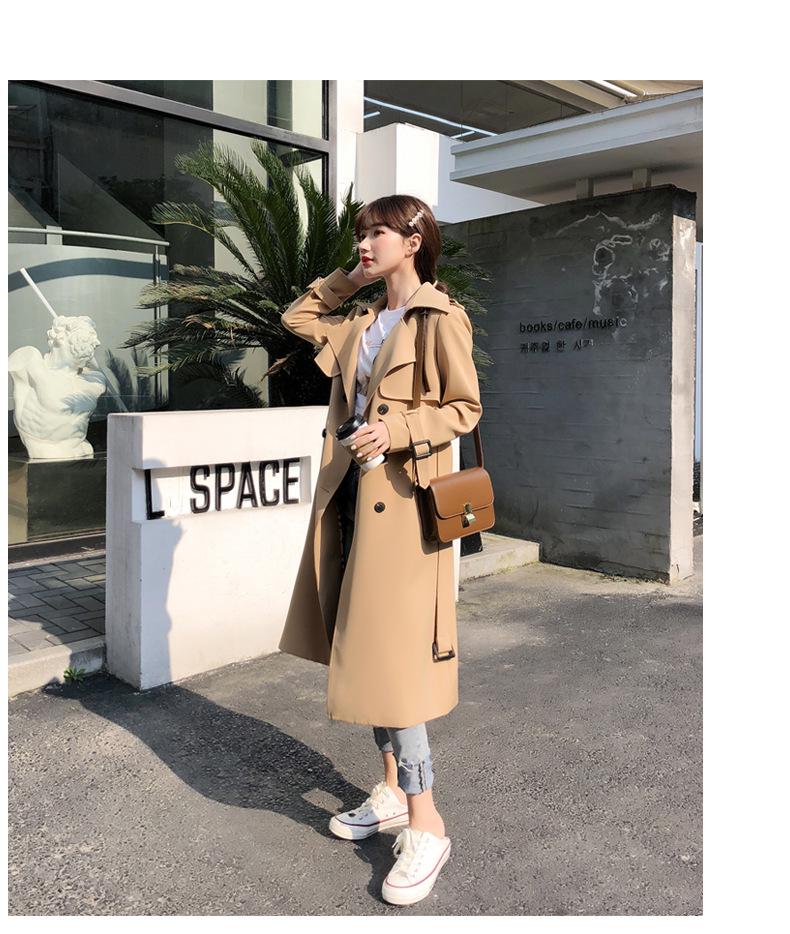2024 Slim Classic Over-the-Knee Trench Coat for Women - Mid-Length Korean Style, Loose Fit, Petite Trendy Overcoat