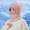 Plush Thread Warm Scarf One-piece Hat Women's Winter Pullover Ear Protection Neck Cover One-piece Knitted Hat Ski Cap