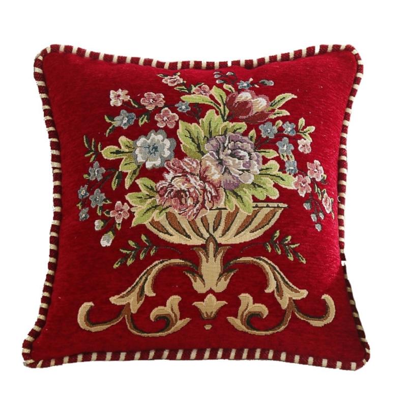 Embroidered Cushions Case,Quality Fabric Pillowcase for Sophisticated Home Decors Durability and Wear Resistants бордовый