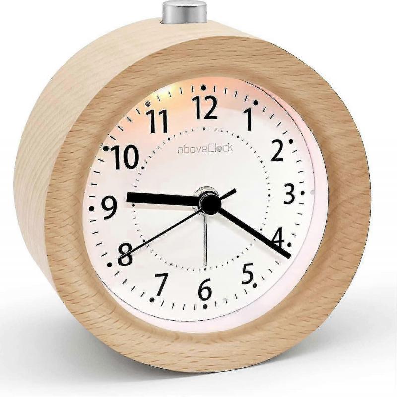 Sveglia Analogica Senza Ticchettio, Sveglia in Legno Con Snooze, Sveglia Retro da Tavolo Con Luce Notturna, Sveglia Senza Radiazioni Batt