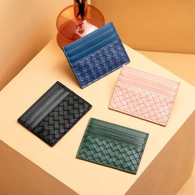 Porte-cartes tissé, porte-cartes ultra-fin pour femme, porte-cartes de crédit, petit porte-cartes, porte-cartes multi-cartes tendance et personnalisé