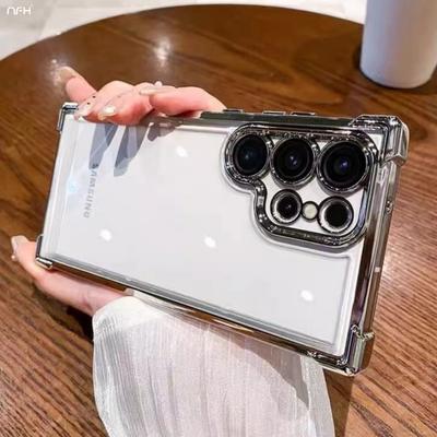 For Samsung Galaxy S25 Ultra Luxury Transparent Plating Frame Phone Case For Samsung S22 S23 S24 Plus A15 A55 Protective Cover