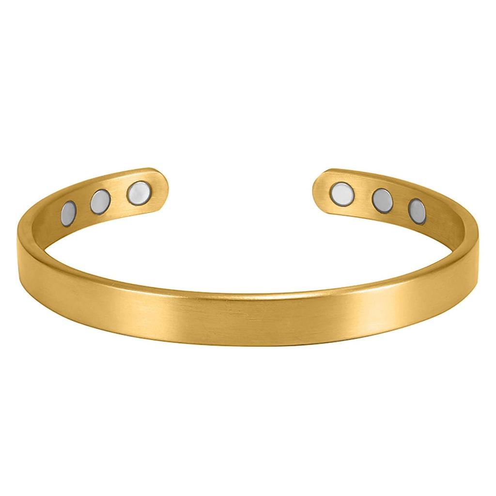 Rose Gold Magnetic Therapy Couple Bangles - Open Smooth Design for Men & Women
