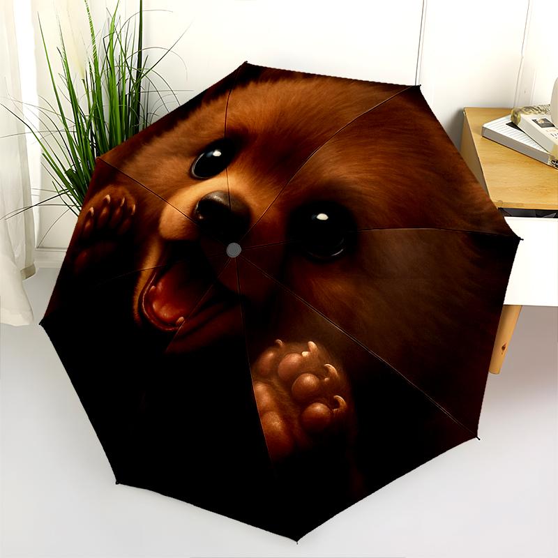 1 st Automatiskt Fällbart Paraply - Tecknat Mönster, Bärbar & Vikbar Design med 8 Ribbor, Jul- Födelsedagspresenter