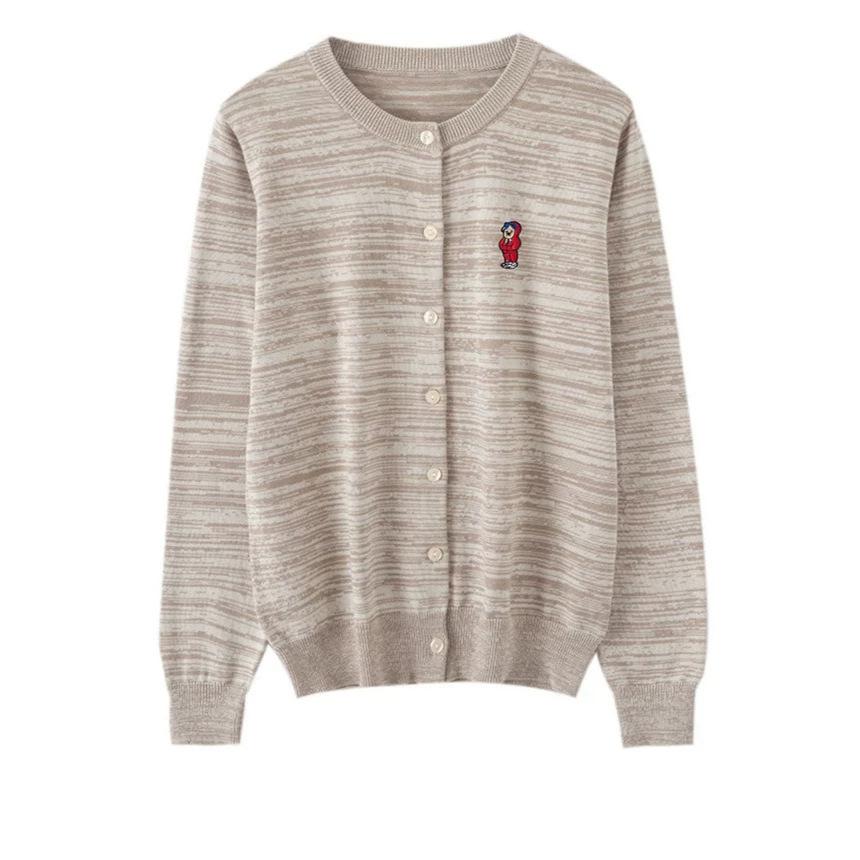 Round-neck Embroidered Knitted Cardigan for Women - Spring/autumn, Unique and Stylish Sweater Coat, Top Garment