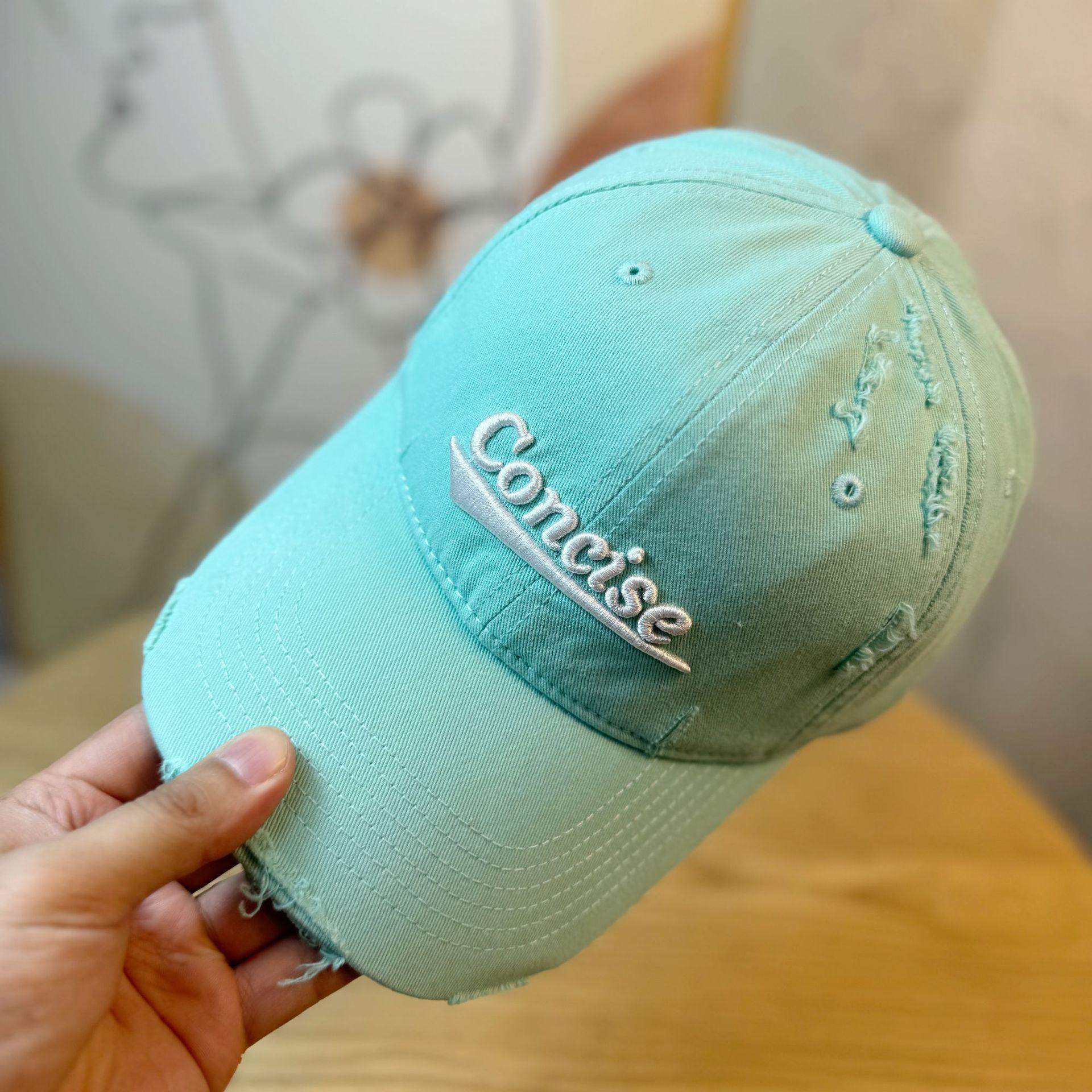 

Distressed oversized letter baseball cap for women, spring/summer, wide brim, casual, versatile, face-slimming, soft-top duckbill cap for men Adult55-60Adjustable peacock синього кольору