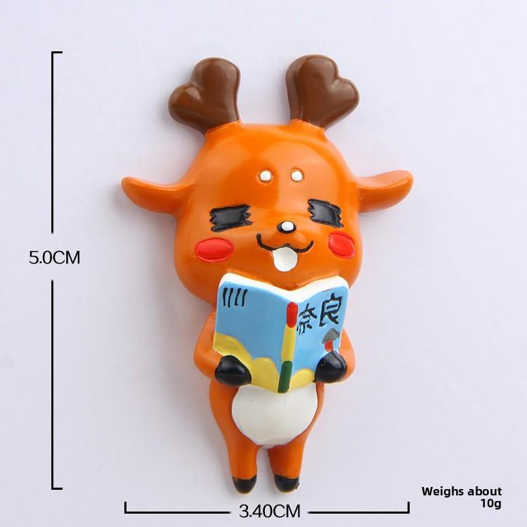 Cute Cartoon Reading Drinking Tea Eating Food Deer Magnetic Decor Refrigerator