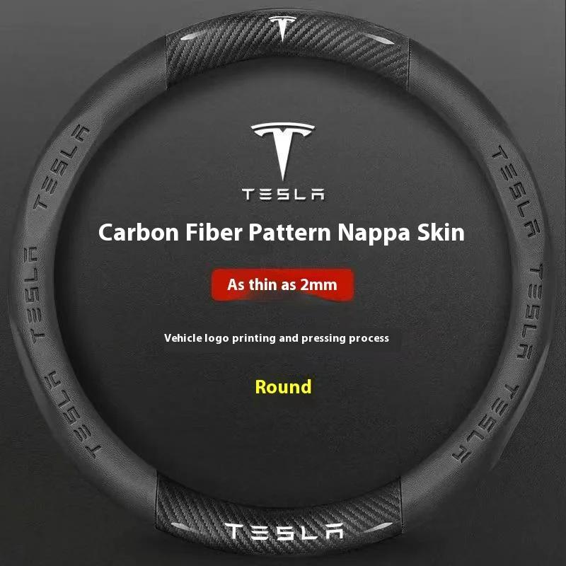 CPSSA1 Car Steering Wheel Cover for Tesla Model 3 Model S Y X Roadster 2019-2025 Auto Interior Steering Wheel Accessories Anti-Slip