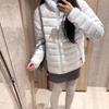 White Duck Down Winter Light and Thin New Ribs Down Jacket Women's Short Loose Thickened Slim Hooded Jacket