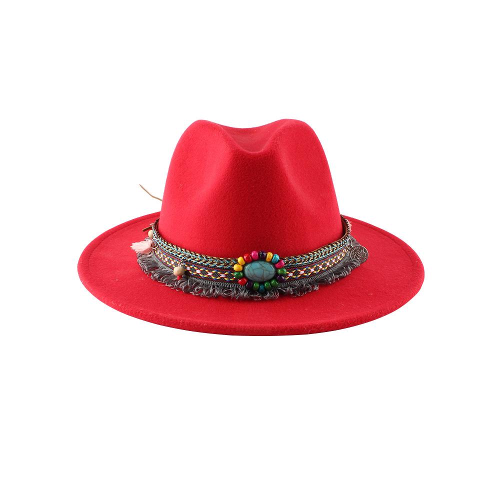 Autumn and Winter Retro Woolen Top Hat Women's New Ethnic Style Jazz Woolen Hat European and American Bell-shaped Hip-hop Felt Hat