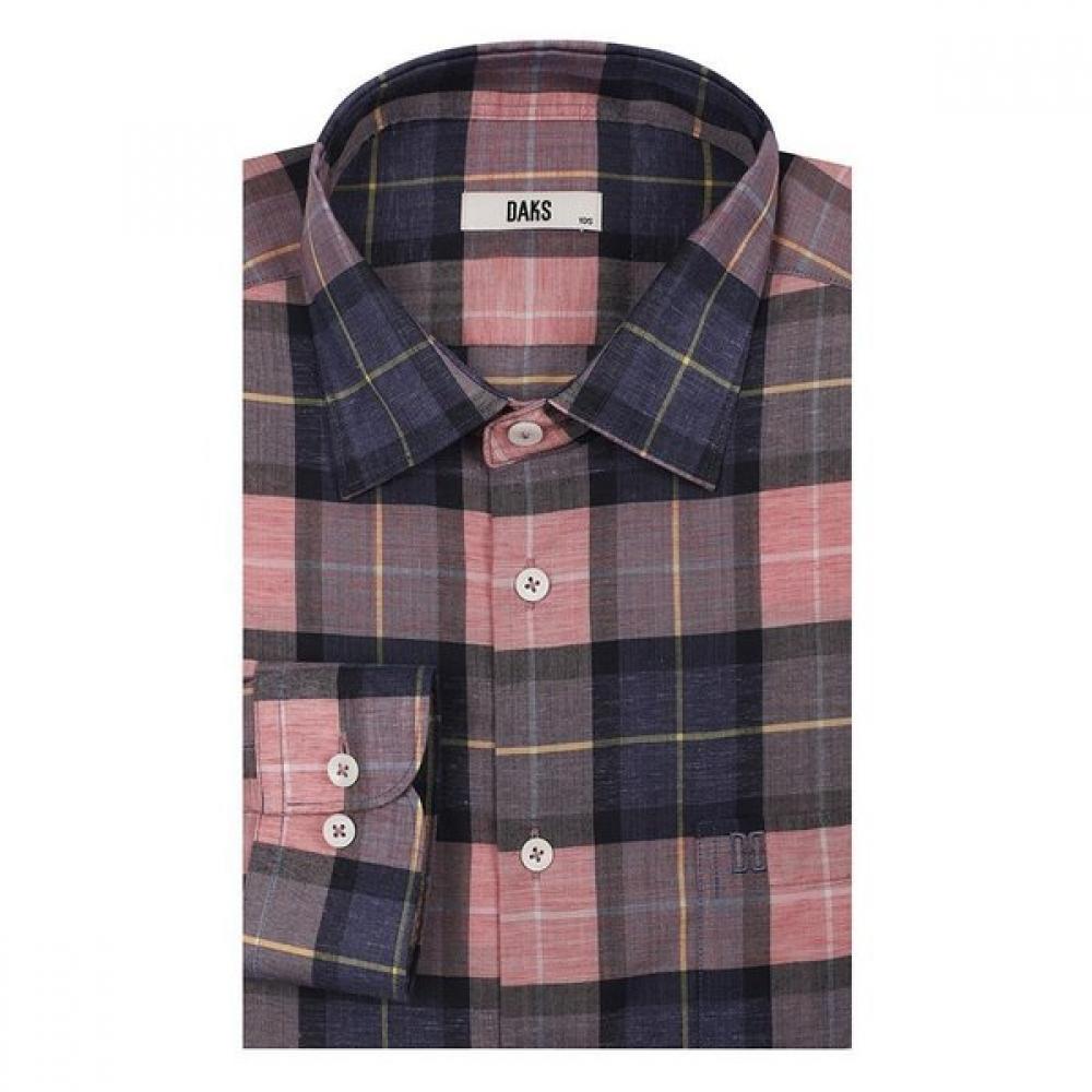 DakS Men S Linen Check Regular Fit Long Sleeve Shirt dmS1Shcl110p1