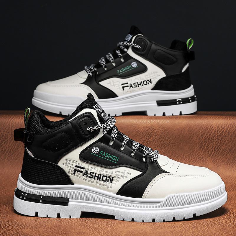 

2024 Мужские высокие кроссовки Повседневная осенняя мягкая подошва Прогулочная обувь Дизайнерская модная защитная рабочая обувь Удобные ботинки на платформе 44 чёрный