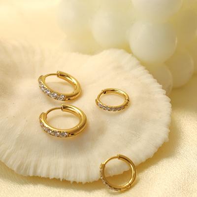 Stainless Steel 316 Gold Personality Women'S Zircon Earrings Temperament Earrings Non-Fading Coil Women'S Earrings