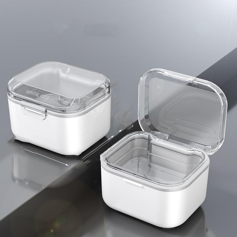 Portable Retainer Case With Mirror Sealed Denture Box Waterproof Orthodontic Aligner Holder For Travel