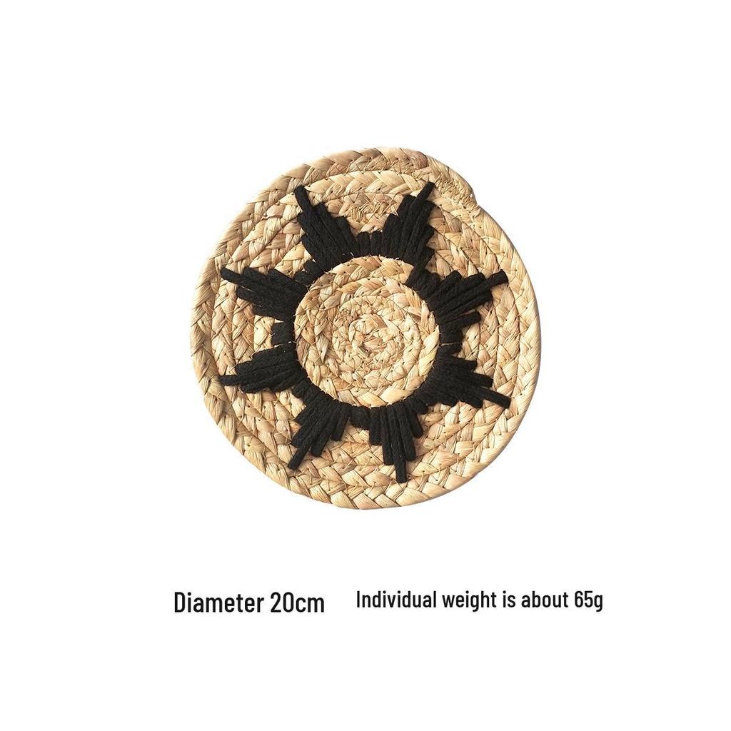 Bohemian Round Woven Straw Wall Decor for Bedroom or Dining Room