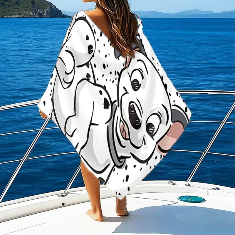 Dalmatian Paws Collar Beach Towel - Soft, Absorbent Microfiber, Lightweight, Ideal for The Beach, Parties, Travel, Camping fan gifts