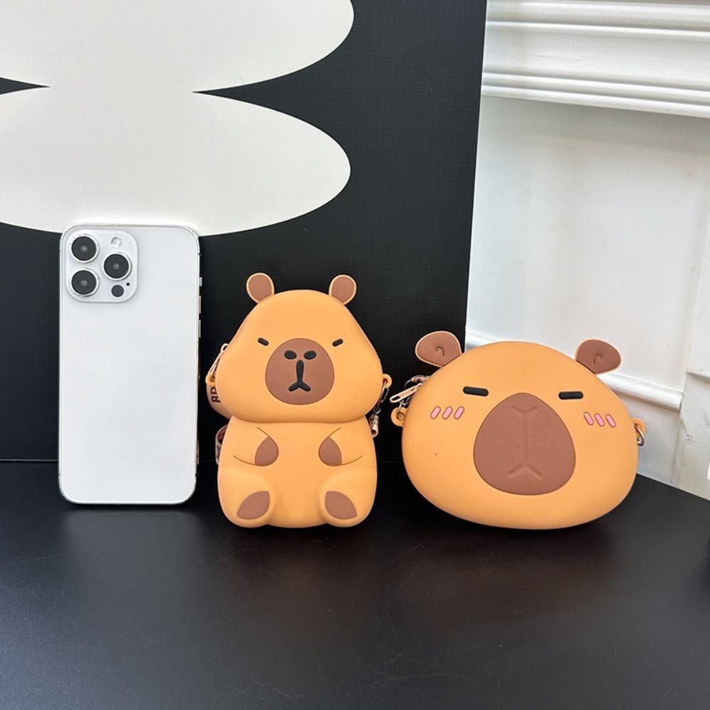 Zero Wallet Capybara Shoulder Bag Silica Gel Kawaii Animal Purse Capybara Crossboday Bag  Gifts