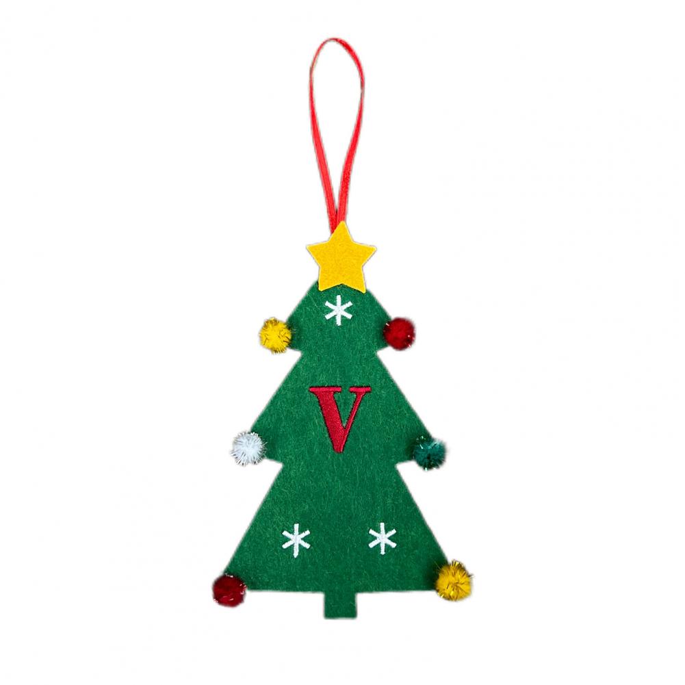 Christmas Tree Pendant Ornament with Lanyard 26 Letter Design Felt Fabric Holiday Xmas Tree Hanging Decoration
