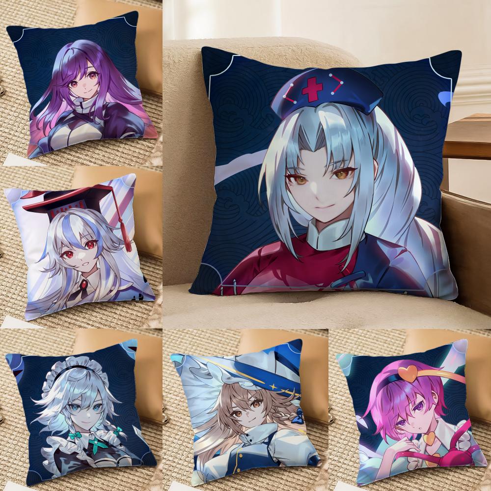 TTouhou Project Role Game Cushion Cover Silky Short Plush Invisible Zipper Dustproof Sofa Pillow Case for Home Decor