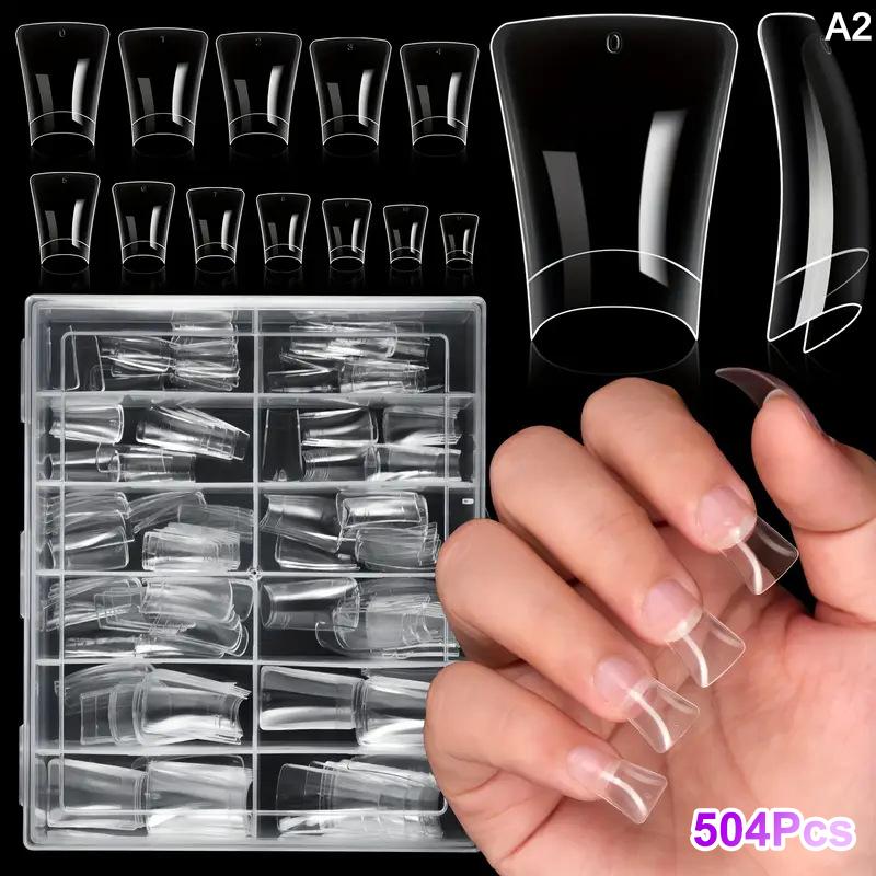 120/504Pcs French False Nail Tips Nail Artificial Duckbill Shape Nails Press On Nail Full Cover With Clear Plastic Box Nail Art