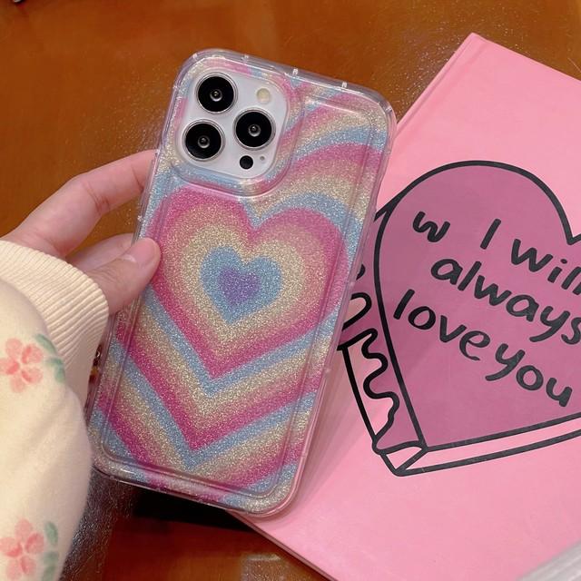 

Blingbling Shiny Love Heart Ins Браслет Мультяшный лазерный противоударный чехол для телефона Iphone 14 11 12 13 Pro Max Мягкий силиконовый чехол For iphone 14