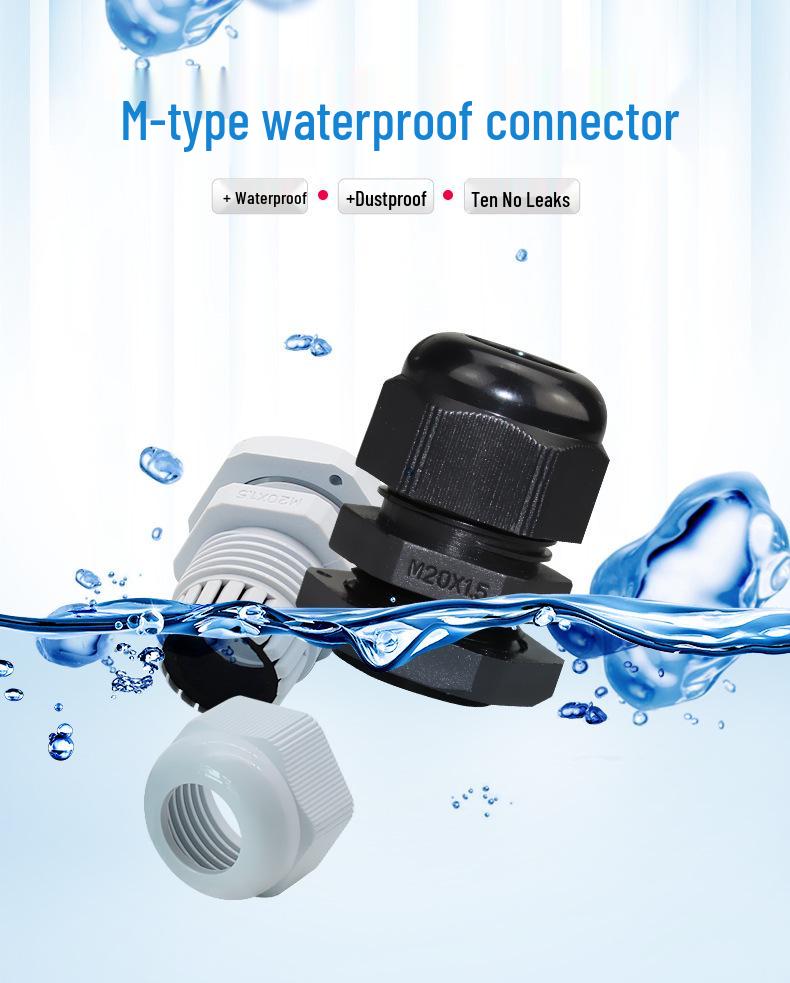 M-Type High-Temperature Resistant Waterproof Plastic Cable Connector with Outer Spiral Gland