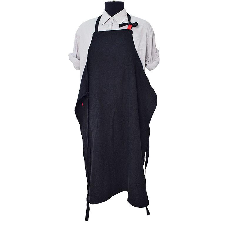 Bawełniano-lniany fartuch ogrodniczy w kwiaty - Prosty i elegancki styl japońsko-koreański