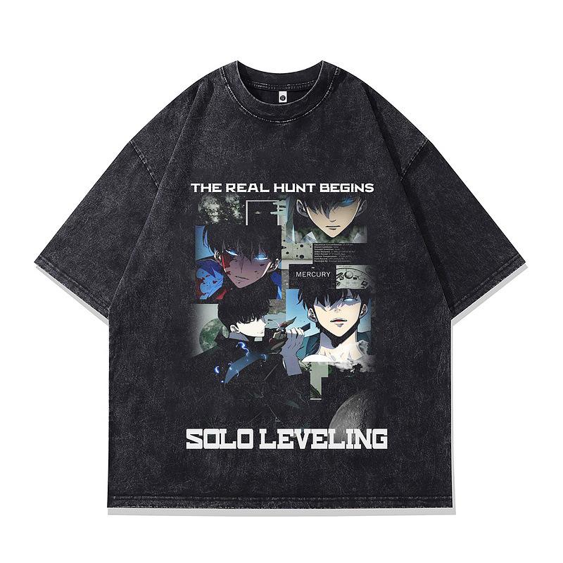 High Street Vintage Vintage Anime Printed Short Sleeve T-Shirt Men S Loose Casual Wash Half Sleeve Vintage T-Shirt S