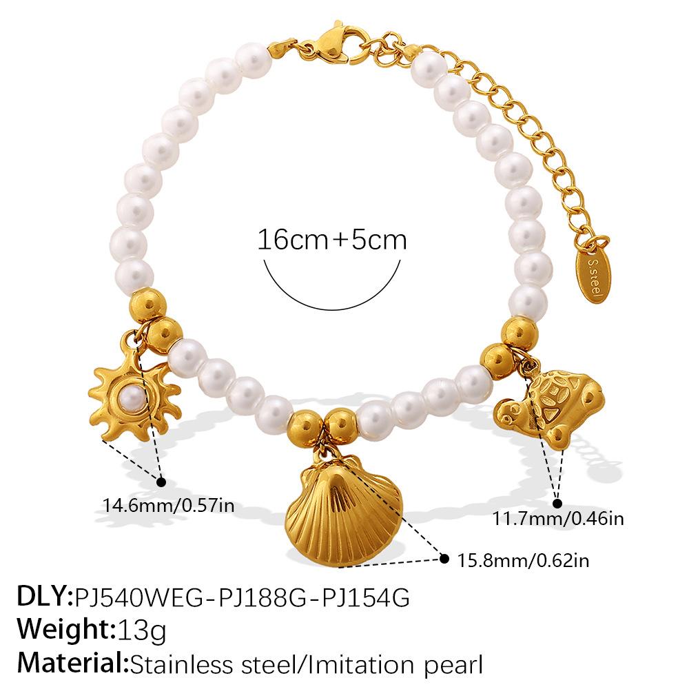Seaside vacation wind shell starfish imitation pearl bracelet necklace niche design high-end suit women