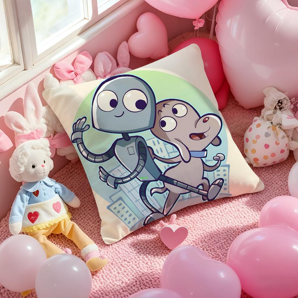 R-Robot Dreams Anime Healing Cushion Cover Pattern Printed Pillowcase for Living Room Sofa Cushion Cover & Bedroom Decor