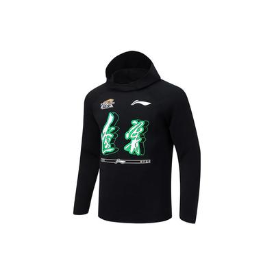 T-shirt à manches longues et capuche Li Ning CBA Series Liaoning Team, noir, ATLT191-1