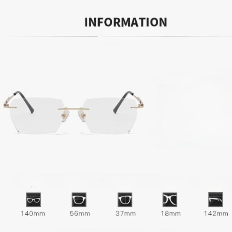Ultra Light Frameless Photochromic Myopia Glasses Unisex Anti Blue Ray Eyewear Polished Cut Lens for Business Man Daily Wearing