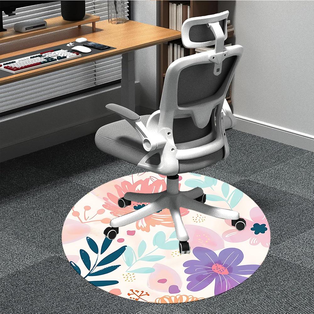 

1pc Floral Pattern Chair Carpet for Office Non-Slip, Machine Washable Rug for Office, Room - Polyester, Machine Made yy251029213 80cm by 80cm