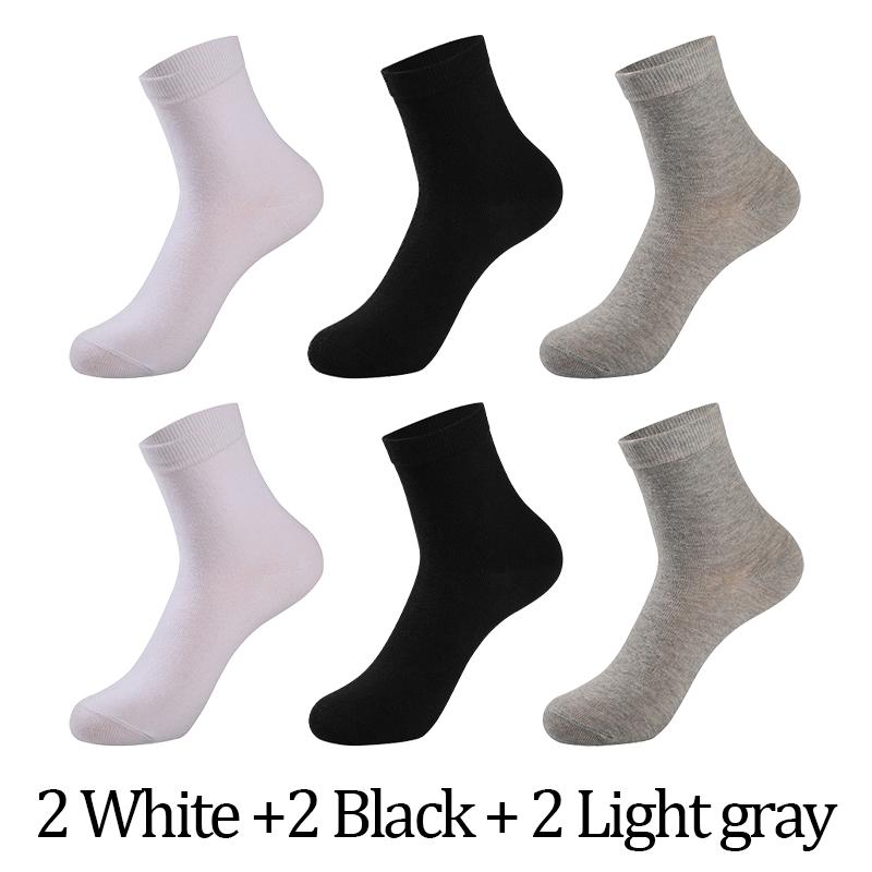 6 Paar Herrensocken Schwarz Weiß Grau Business Men Tube Socken Weich Atmungsaktiv Frühling Sommer für Männersocken Übergröße