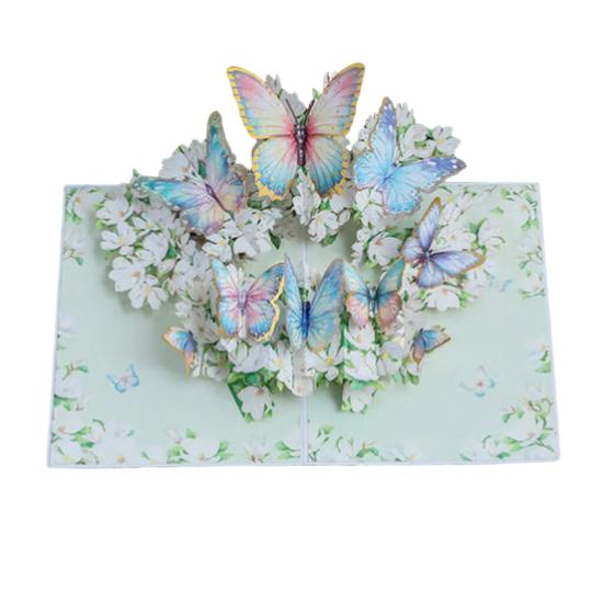 Foldable 3D Greeting Card with Envelope Handmade Decorative Birthday Gift Card Fly-out Holiday Blessings Card