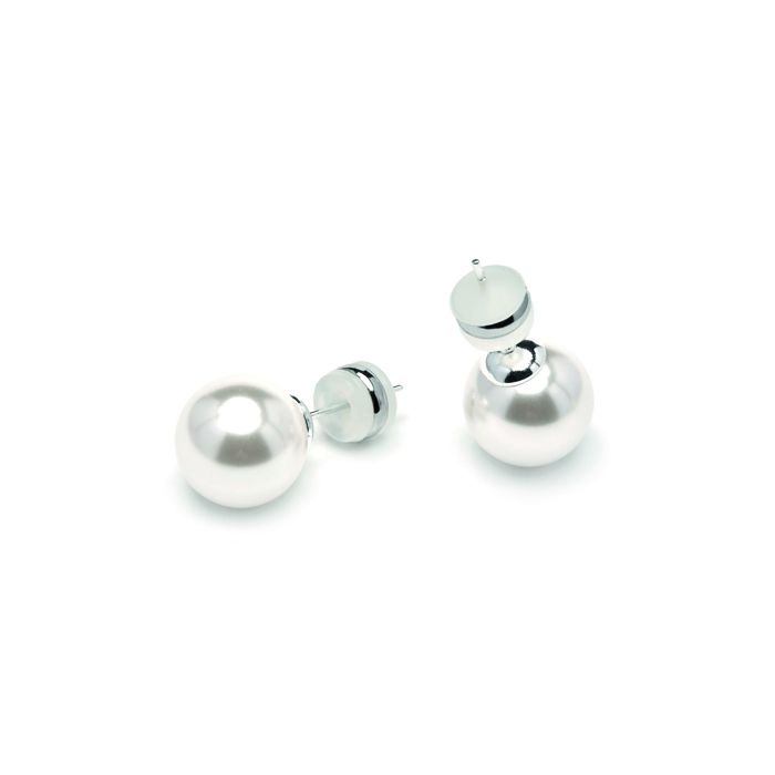 Boucles d'oreilles - LUXENTER - Wasai - Perle blanche - Plaqué rhodium - 12 mm