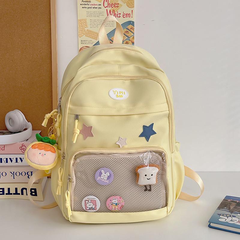 Stylish Japanese School Transparent Backpack With Adjustable Wide Straps And Water-resistant Nylon