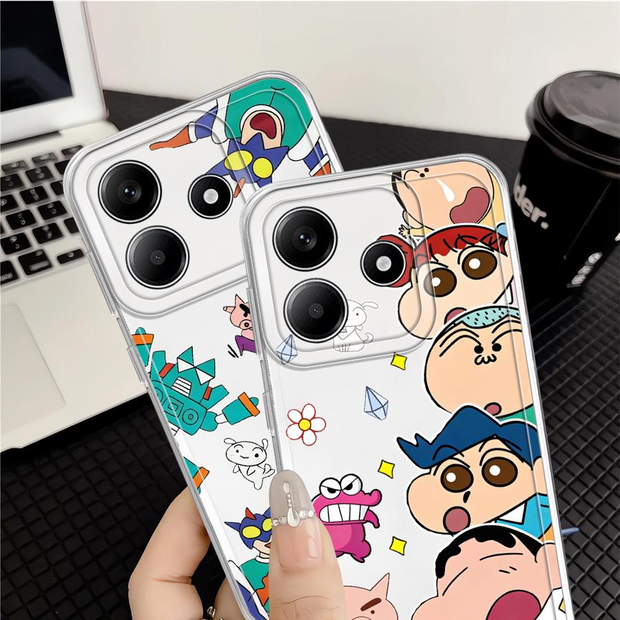 Soft Phone Cover Case for Xiaomi Redmi Note 14 Pro Plus 9 10 12 Note 13 14C 10S A4 13C 12S 11S 11 Cartoon Crayons Shinchan