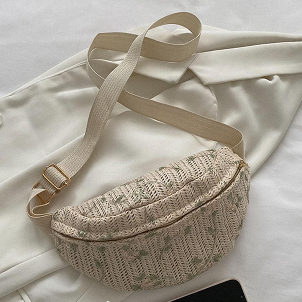 Straw Bag Beach Women Waist Pack Purse Casual Large Belt Bags Pouch Travel Phone Bag Fanny Packs Hip Pockets